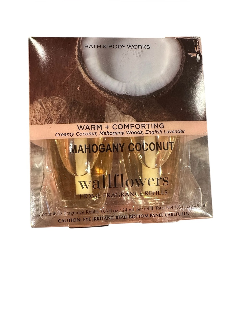NWT Bath & Body Works Mahogany Coconut Wallflower Fragrance Refill 2 COUNT